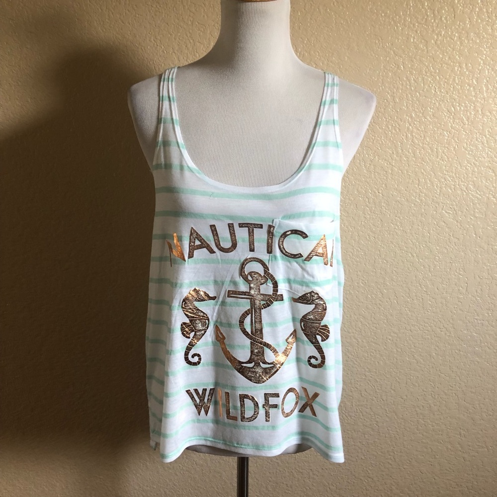 Nautical Wildfox Striped Oversized Tank S New